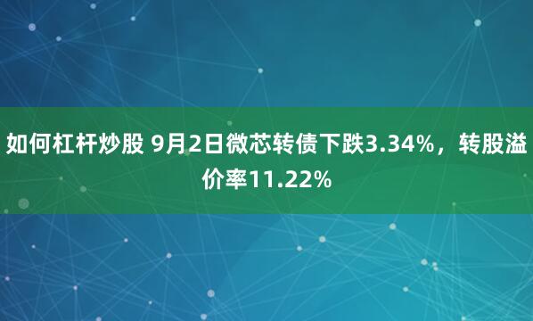 如何杠杆炒股 9月2日微芯转债下跌3.34%，转股溢价率11.22%