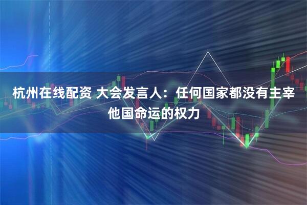 杭州在线配资 大会发言人：任何国家都没有主宰他国命运的权力